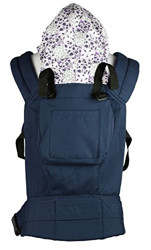 Bebamour Cotton Baby Carrier 4 in 1 Front and Back Carriers (Navy Blue)