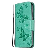 Lomogo Leather Wallet Case for Huawei Mate 30 Lite/nova 5i Pro with Stand Feature Card Holder Magnetic Closure, Shockproof Flip Case Cover for Huawei Mate30 Lite - LOBFE140414 Green