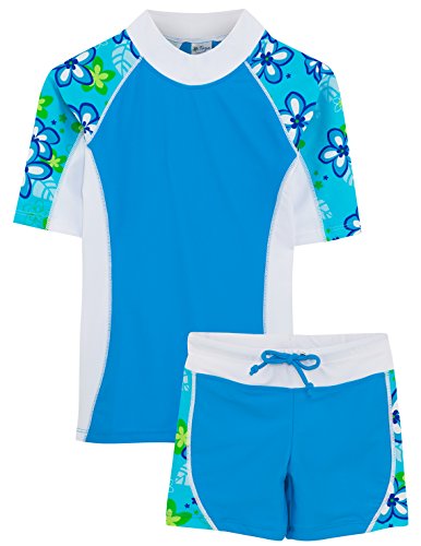 Tuga Sunwear UV-Schutzkleidung - SEASIDE UV-Shirt mit Halbarm und Badehose, UPF50+, für Mädchen - zweiteiliges Badeanzug für Schwimmbad, Strand und Surfen - kalifornisches Design