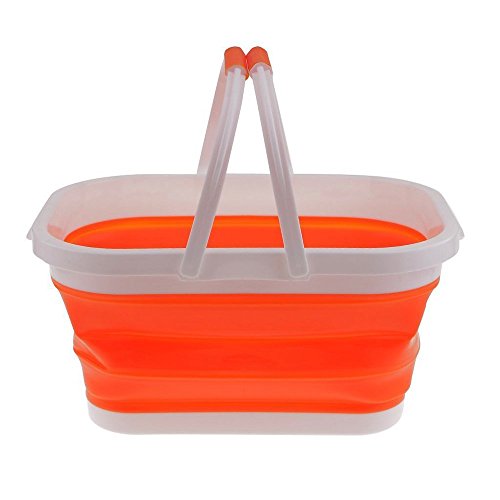 welim silicona cesta cocina cesta de la compra plegable cesta de la compra plegable cesta de silicona casa cesta de la compra se puede utilizar en frutas y verduras y So On, color naranja