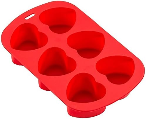 Pure Vie® 6 Cavity Heart Silicone Cake Baking Moulds for Chocolate, Jelly and Candy etc.