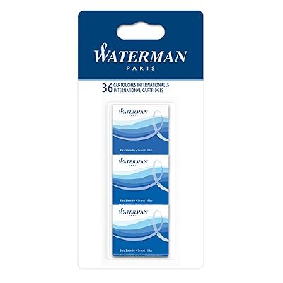 Waterman Cartouches d'Encre Internationales Courtes - Bleu Effaçable - Lot de 36