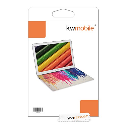 kwmobile Tastatur Aufkleber QWERTZ für Apple MacBook Air 13″ (Modelle ab Mitte 2011) mit Regenbogen laufende Farbe Design in Mehrfarbig Rot Beige Tastaturschutz Folie Sticker Skin - 6