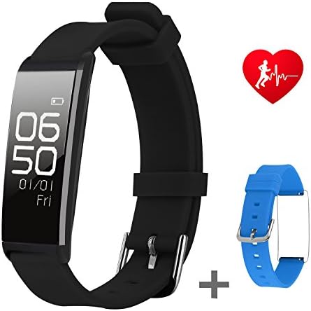 Slim Fitness Tracker Watch with Sleep Monitor Bluetooth Smart watch Wristband Bracelet Sport Pedometer Activity Tracker with Alarm Step Tracker Calorie Counter Sleep Tracker for Android or iPhone IOS (Black)