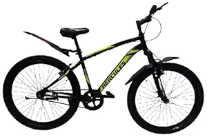 Hercules Trail Fire 26T Single Speed Cycle 26x2.35 Tire Front Shocker Suspension Mountain Bike Road Racing Bicycle Black, Men Women Boys, Ideal for 13+ Years