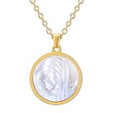 ♦ CARACTERÍSTICA: Una medalla religiosa de Virgen María de acero inoxidable y concha natural, es un collar de todos los días, puede llevar la cada mañana a la oración.