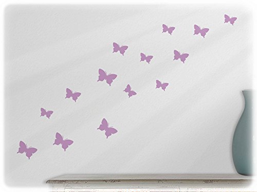 wallfactory - wall decal - 15 great Butterflies (S2XS) in lilac