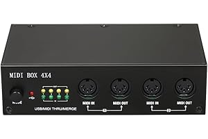 Sirxlevcy Interfaccia MIDI USB UM4x4 4 Ingressi/4 Uscite 64 Canali MIDI 4i/4o + Merge 2i4o MIDI Box