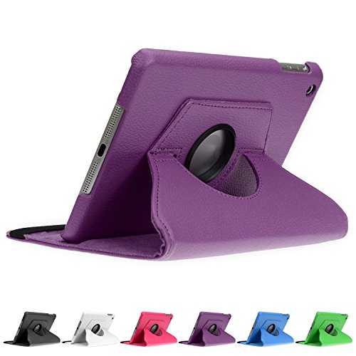 doupi 360° Deluxe Schutzhülle für iPad mini 1 2 3 Smart Case Sleep / Wake Funktion 360 Grad drehbar Etui Kunstleder Schutz Hülle Ständer Displayschutz Cover Tasche, lila