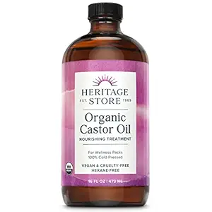 Heritage Store Organic Castor Oil 16 Ounce