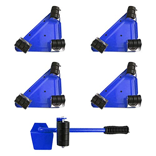 Sollevatore Per Mobili Pesanti - Kit Con 1 Barra E 4 Rulli, Porta Fino A 100 Kg, Ruote Girevoli 360 Gradi