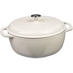 AmazonBasics Faitout en fonte émaillée avec couvercle 7 L Blanc