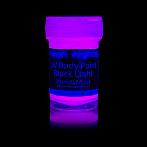 neon nights UV-Licht Bodypainting Schminke | Schwarzlicht-Körperfarbe für Body und Facepainting | Fluoreszierende Farben im Schminkset für knalligen Glow-Effekt | 8 x 20ml Leucht-Farben - 8