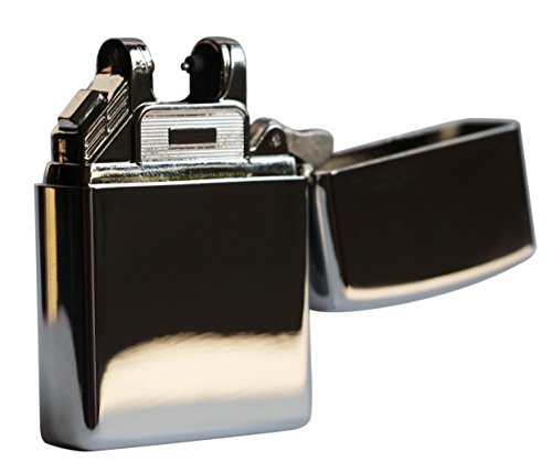 Pohl&Kuhn "Lichtbogen" Silber Edelstahl USB Zigarettenanzünder Sturmfeuerzeug Elektronisches Feuerzeug Lighter aufladbar Lichtbogen mit Ladekabel flammenlos windgeschützt