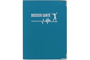 COLOR POP Porte Ordonnance Bleu Pétrole Fabrication Française Etui Carte Vitale mutuelle Dossier santé Feuilles Maladies