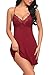 Produktbild Sexy Negligee Nachtwäsche Nachthemd Unterkleid Frauen Spitze Lingerie Nachtkleid Babydoll Dessous Reizwäsche Sleepwear Kleid mit String  XXL,  A Dunkelrot