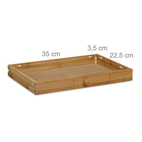Relaxdays Rollbrotkasten mit Schublade, Bambus, aromadicht, Brotkasten mit Rolldeckel, HxBxT: 21 x 40,5 x 28 cm, Holz, natur - 3