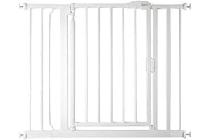 Safetots Barrière de Sécurité à Pression à Fermeture Automatique, 96.6cm - 103.6cm, Blanc, Barrière d'Escalier à Fermeture Automatique pour Bébé, Barrière de Sécurité