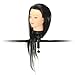 LuckyFine 18 inch Black Long Synthetic Hair Hairdressing Cutting Practice Training Mannequin Head with Adjustable Holder