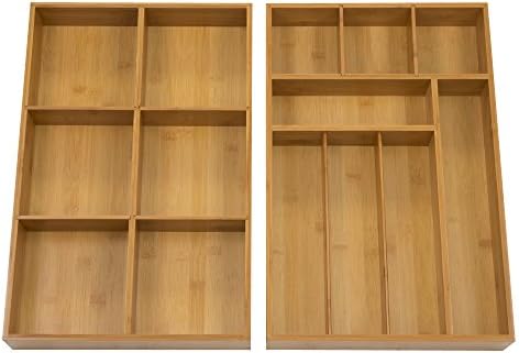 Seville Classics 2 Pack Bamboo Drawer Organizer by Seville