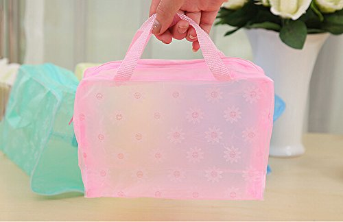 dealglad® 5 x tragbare Wasserdichte transparente Kosmetiktaschen / Make-up-Taschen / Kulturbeutel / Tasche fürs Bad (zufällige Farbe), Blumen-Design - 5