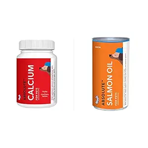 Drools Absolute Calcium Tablet- Dog Supplement, 110 Pieces and Absolute Salmon Oil Syrup- Dog Supplement, 300ml