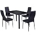 Produktbild Esstisch Stuhl Set Essgruppe Tischgruppe Esstischgruppe Sitzgruppe Esszimmergarnitur Glas Metall Esstisch (Schwarz, Tisch mit 4 Stühle)
