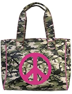 CACO Design Damen Shopper Camouflage Piccola Pace Schultertasche, Rosa (Fuxia), 8x27x32 cm