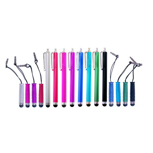 BestCool Bunt 8x Kurz Handy Tablet Pen mit Staub-Stecker + 8x Lange Stylus Pen Set Soft Touch Touchscreen Tablet PC Stift Bildschirm Eingabe