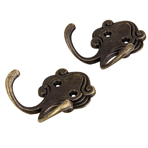 2x Montiert Retro Wand Messing Antik Doppelhaken Haken Hüte Mantel Handtuchhalter Kleiderhaken - 9