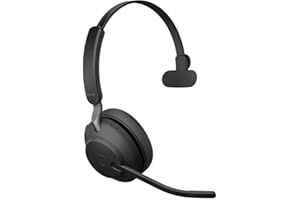 Jabra Evolve2 65 Wireless PC Headset, Noise Cancelling, Microsoft Teams-Certified Mono Headphones with Long-Lasting Battery, USB-C Bluetooth Adapter, Black