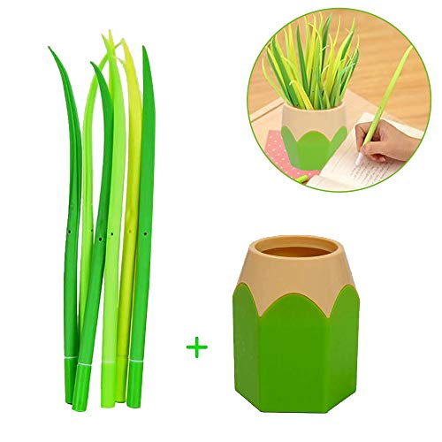 EQLEF® 6 Stück Kreative Grass Gel Pens (Farbe drei, zwei von jeder Farbe) weiche Gummiwalze Kugelschreiber (0,38 mm, Schwarz)