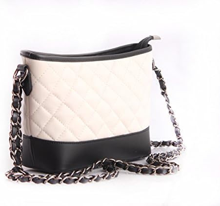 Beautiful Quilted Italian Leather Designer Inspired Two Tone Hobo Handbag(Cream)