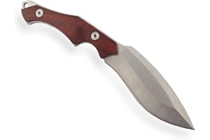 ‎KS-11 Zeitloses & klassisches Kukri Machete Jagdmesser - Messer mit Holzgriff - Outdoor - Survival - Messer - Gürtelmesser - Freizeitmesser - rostfreie Klinge - Full-Tang Klinge braun Silber