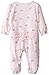 Absorba Baby Girls' "Frolicking Sheep" Footed Coverall - pink print, 0 - 3 months