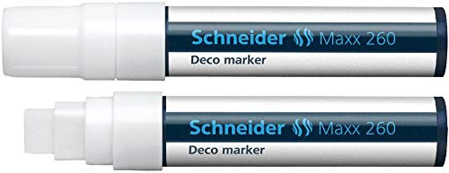  Schneider Consumer Maxx 260 Marcador de Tiza Blanco Fuerte - Marcadores de Tiza (Blanco, Fuerte, 5 mm, 1,5 cm, Azul, Blanco, Vidrio)
