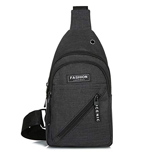 Moliwen Sport Sling Sac de Poitrine Sacoche Bandouliere Sacs Rétro en Bandoulière Epaule Portefeuille à Dos de Voyage avec Prise casque pour Homme Femme, Sports De Plein Air