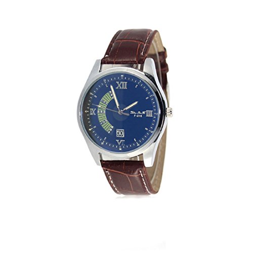 Souarts Herren Braun Kunstleder Armbanduhr Blaues Glas Quartzuhr Uhr mit Batterie Souarts Herren Braun Kunstleder Armbanduhr Blaues Glas Quartzuhr Uhr mit Batterie