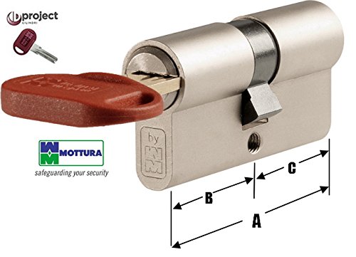 Cilindro di Sicurezza a Profilo Europo MOTTURA "PROJECT" 31x51 (A=82 B=31 C=51 mm), 5chiavi+1cantiere