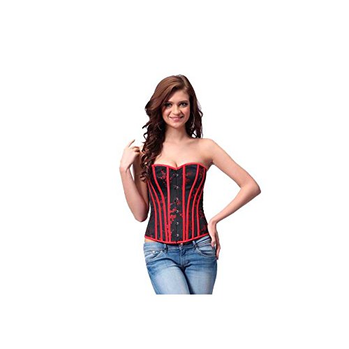 Intimax corsets lencería y moda Ashlynn Corsé, Negro/Rojo, 2XL para Mujer