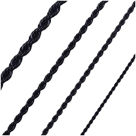Mythgiftuk Mens 2MM to 6MM 18"-40" Black Stainless Steel Rope Necklace Chain - 20 inches 2mm
