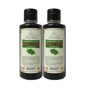 Khadi Pure Herbal Pure Neem Oil, 210 ml (Pack of 2)