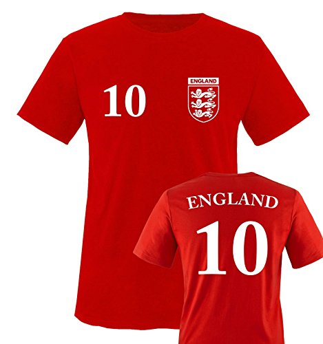 TRIKOT – ENGLAND – 10 – Herren T-Shirt – Rot / Weiss Gr. XXL