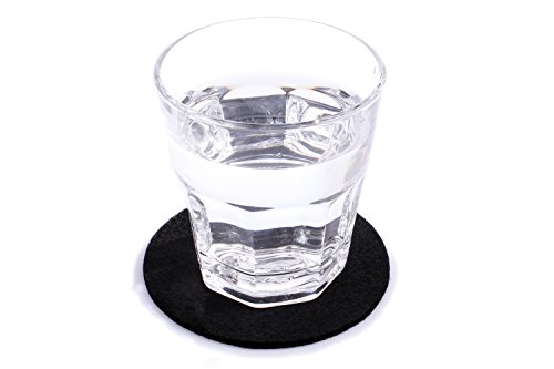 10er Set Glasuntersetzer rund aus Filz in schwarz (+ weitere Farben) Ø 10cm, Filzuntersetzer edel und elegant für Gläser, Bar und Tisch, auch als Getränkeuntersetzer geeignet - 3