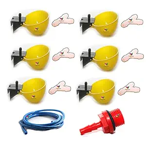 PONDICHERRY Pigeons - Automatic Quail Bird Poultry Chicken Fowl Drinker Water Drinking Cups Animal Feeders ( 6 Set Full Combo )