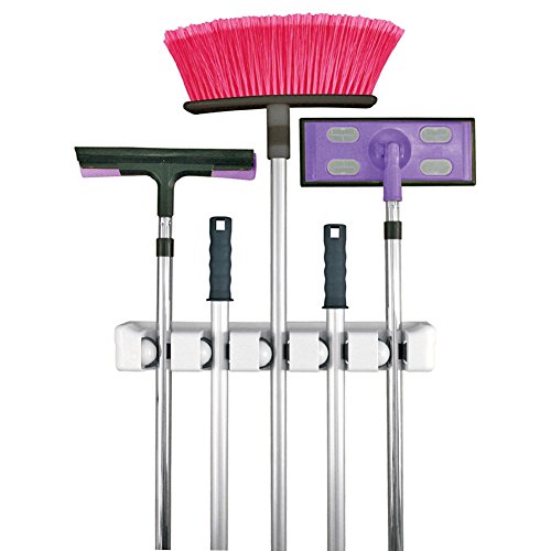 YOU’S Besen Mop Halter , Gerätehalter – 5 Positionen 6 Haken, Wand montiert Werkzeuglager-System, Garage / Storage / Haus / Garten / Küche / Waschraum … Utility Tool Organizer - 9
