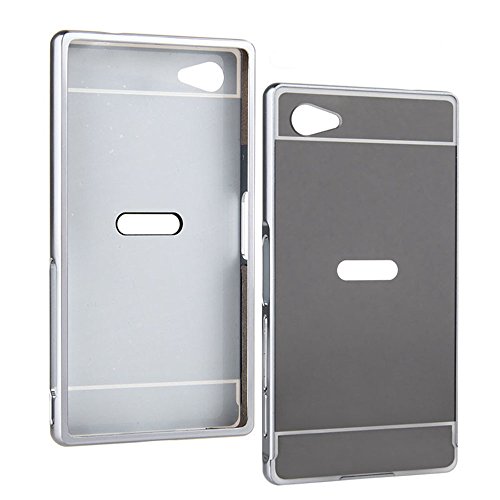 Vandot Premium Funda Aluminio para Sony Xperia M5 Bumper Case del Metal Ultra Thin Espejo Efecto  Fusion Mirror  Trasero Case Cover Protecci  n  Resistente a Ara  azos  y  Choque Absorcion  Carcasa caso - Negro
