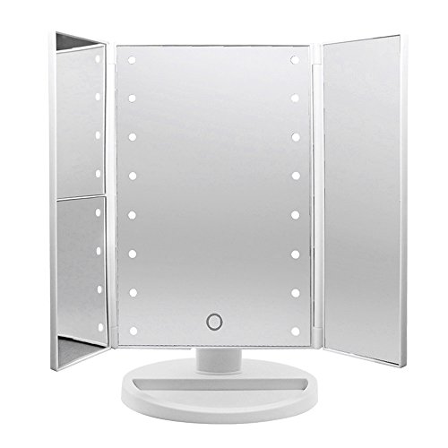 Licht Make-up Spiegel, Lupe Travel Kosmetikspiegel, beleuchtet Spiegel, Tisch verstellbar beleuchtet Kosmetikspiegel mit drei-Wege LED-Touch Bildschirm Tisch Schreibtisch Spiegel für Zahnseide Make Up (Pink)
