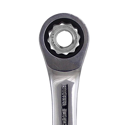 Maul-Ringratschenschlüssel kurz XS 14 mm Feinzahn doppelsechskantige Schraubenkopfaufnahme 5 Grad Drehwinkel (5°) Maulschlüssel mit gehärteter Maulöffnung - 3