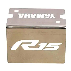 Spidy Moto Motorcycle Bike Front Disc Brake Fluid Reservoir Cap Cover Guard Protector(Stainless Steel) Yamaha R15 V3